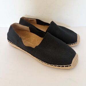 Vionic Valeri Black Canvas Slip On Flat Espadrille Size 8